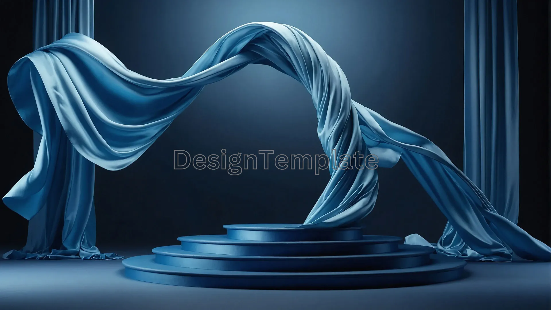 Graceful 3D Podium with Flying Silk Cloth Image